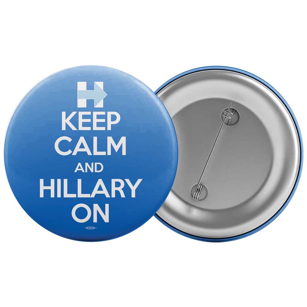 Union Printed Keep Calm and Hilary On Blue Button