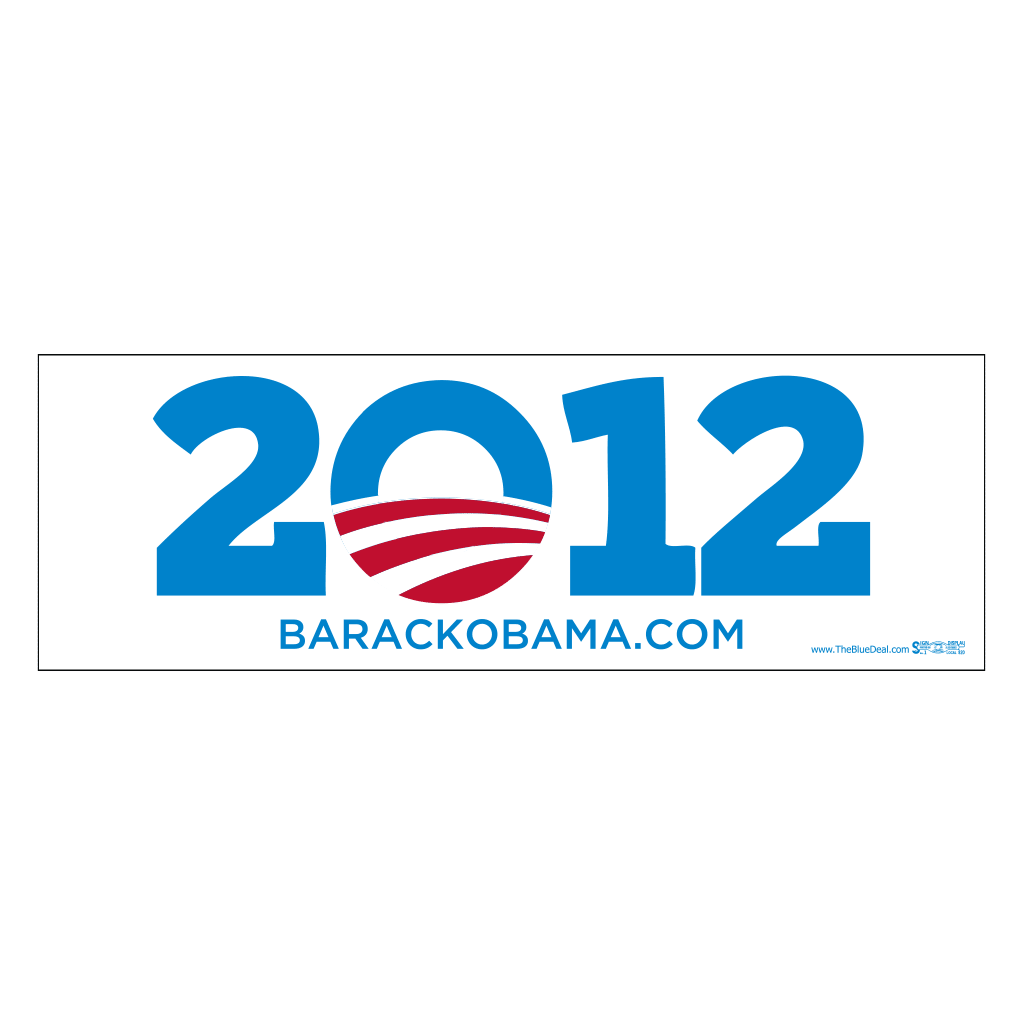Obama 2012 White Bumper Sticker (3" x 9")