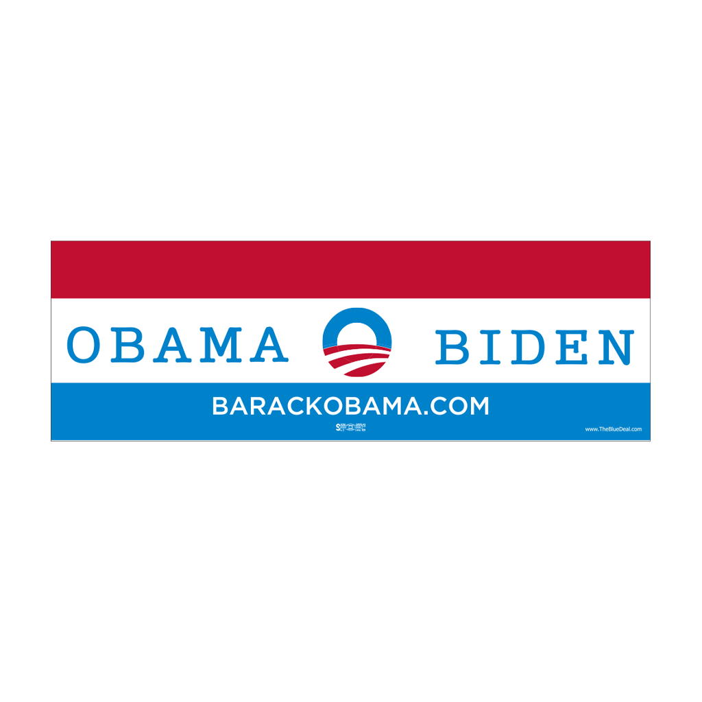 Obama Biden Red, White & Blue Bumper Sticker (3" x 9")