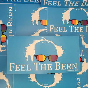 Pile of Feel the Bern Rainbow Bumper Stickers