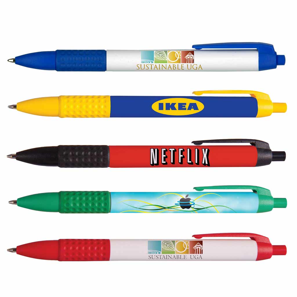 Full color pen with rubber grip