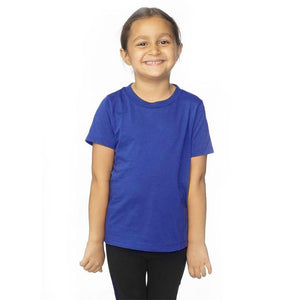 Toddler wearing a blue Royal Apparel t-shirt