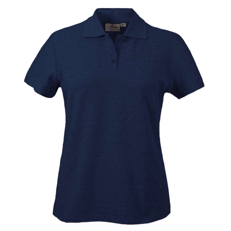Women's navy cotton pique polo shirt