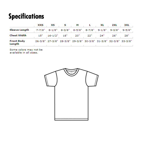 American Apparel T-Shirt Specifications