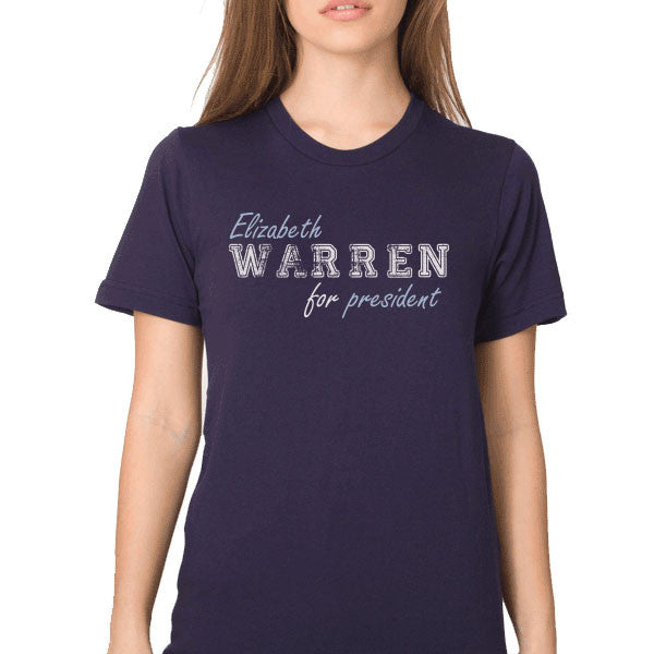 Elizabeth Warren 2016 American Apparel Navy Blue T-Shirt