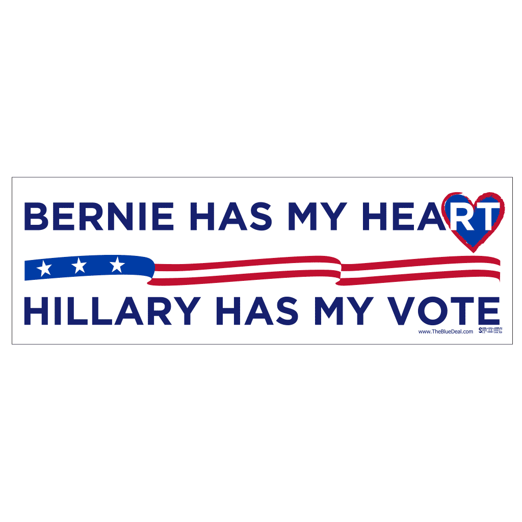 Bernie Has My Heart, Hillary Has My Vote Bumper Sticker
