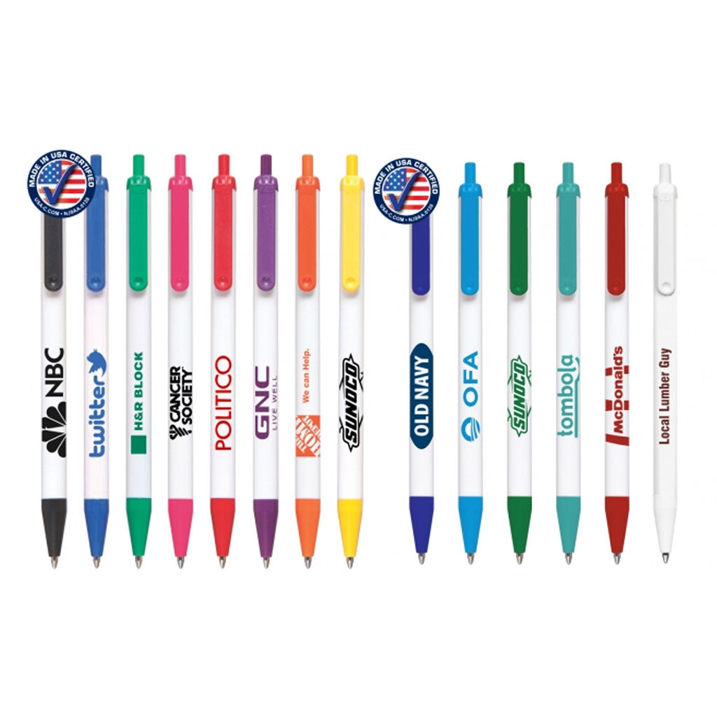 Union Printed, Click Ballpoint Pens - Colored Barrels Custom