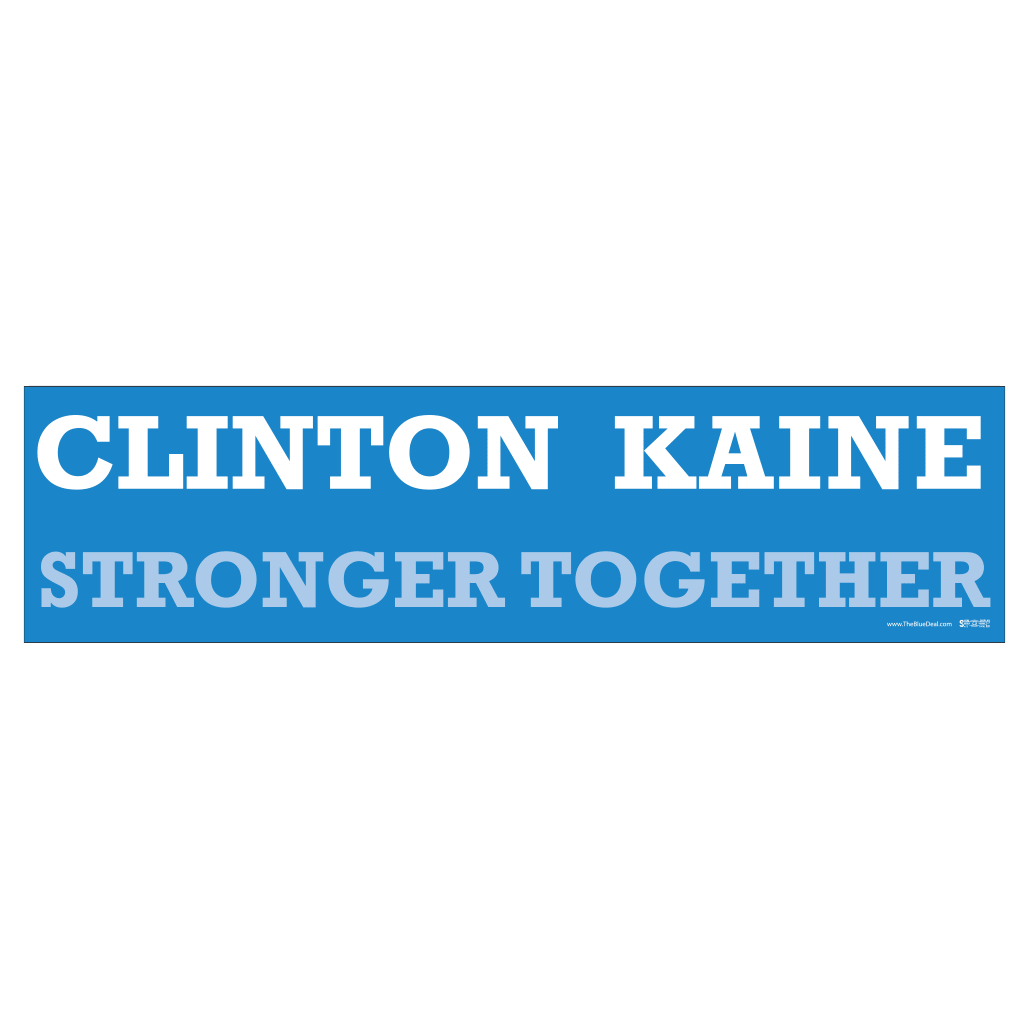 Clinton Kaine Stronger Together Bumper Sticker, image size:1024x1024