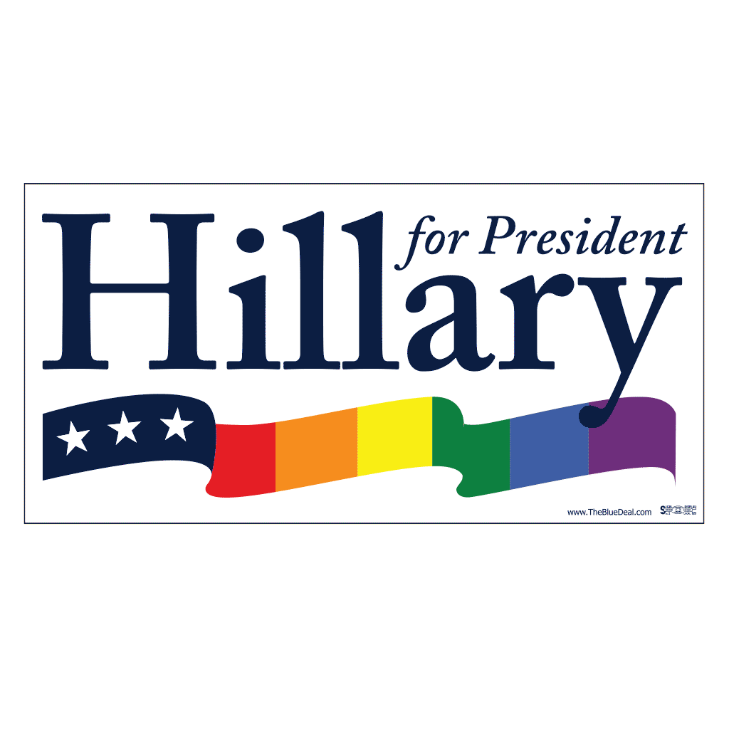 Hillary Clinton Rainbow Flag Bumper Sticker