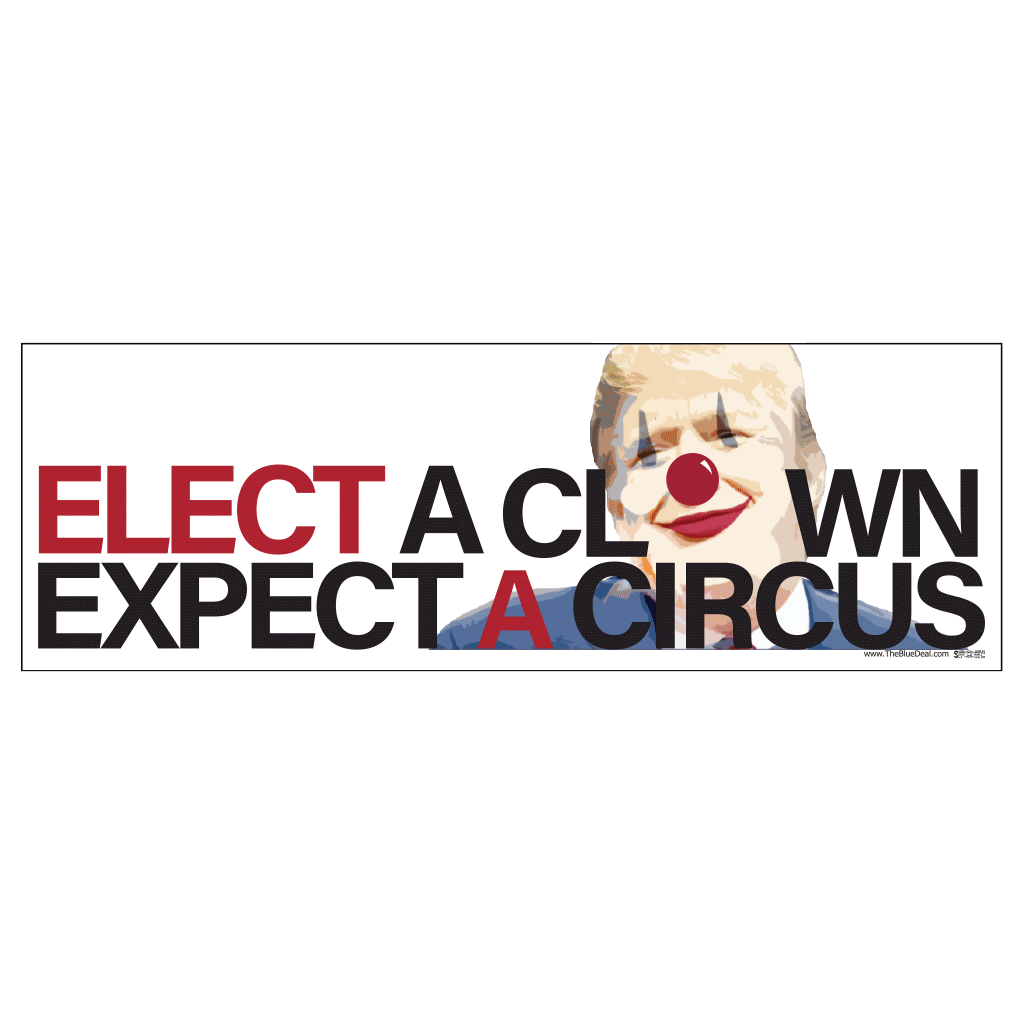 Elect a Clown Bumper Sticker - Full Color