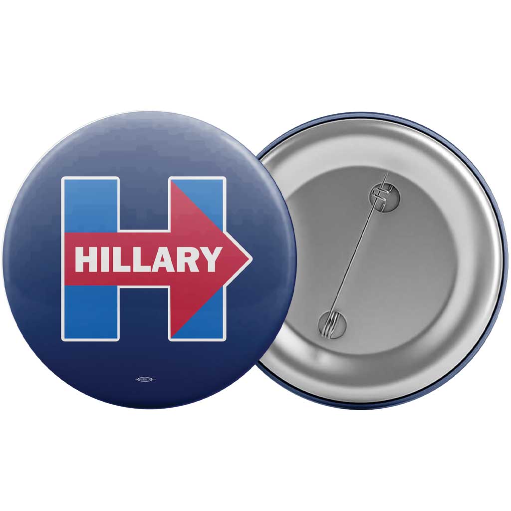 Union Printed Hillary Clinton Blue H Logo Button