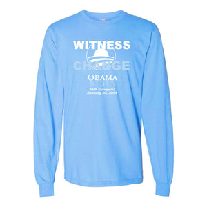 Union Printed Obama Witness to Change Light Blue Long-sleeve Tee