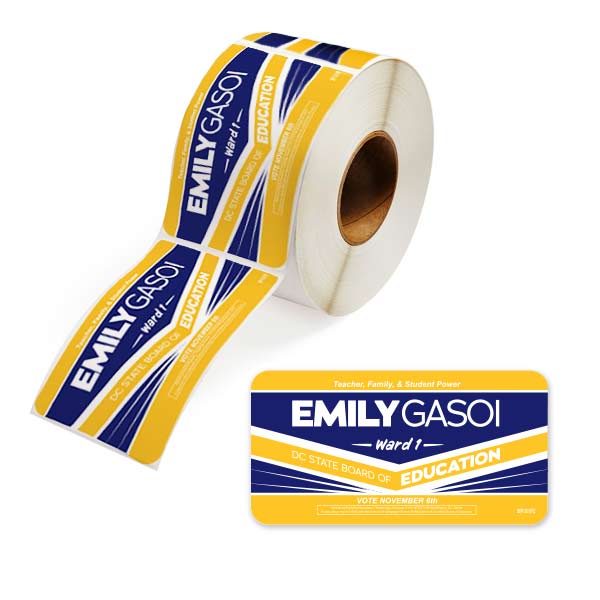 Roll Label with Yellow and Blue Stickers
