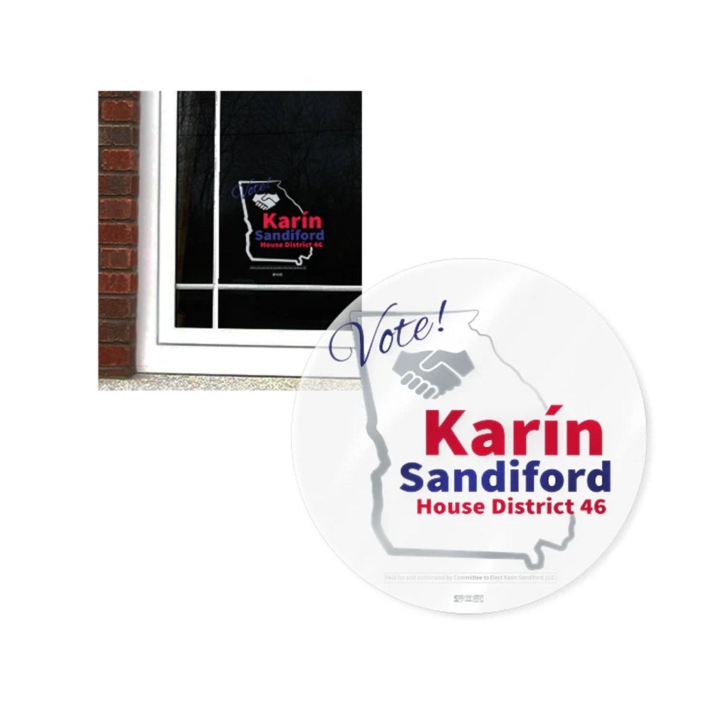 Custom Window Cling with Printed Campaign Logo