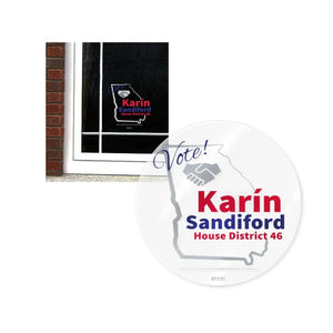 Custom Window Cling with Printed Campaign Logo