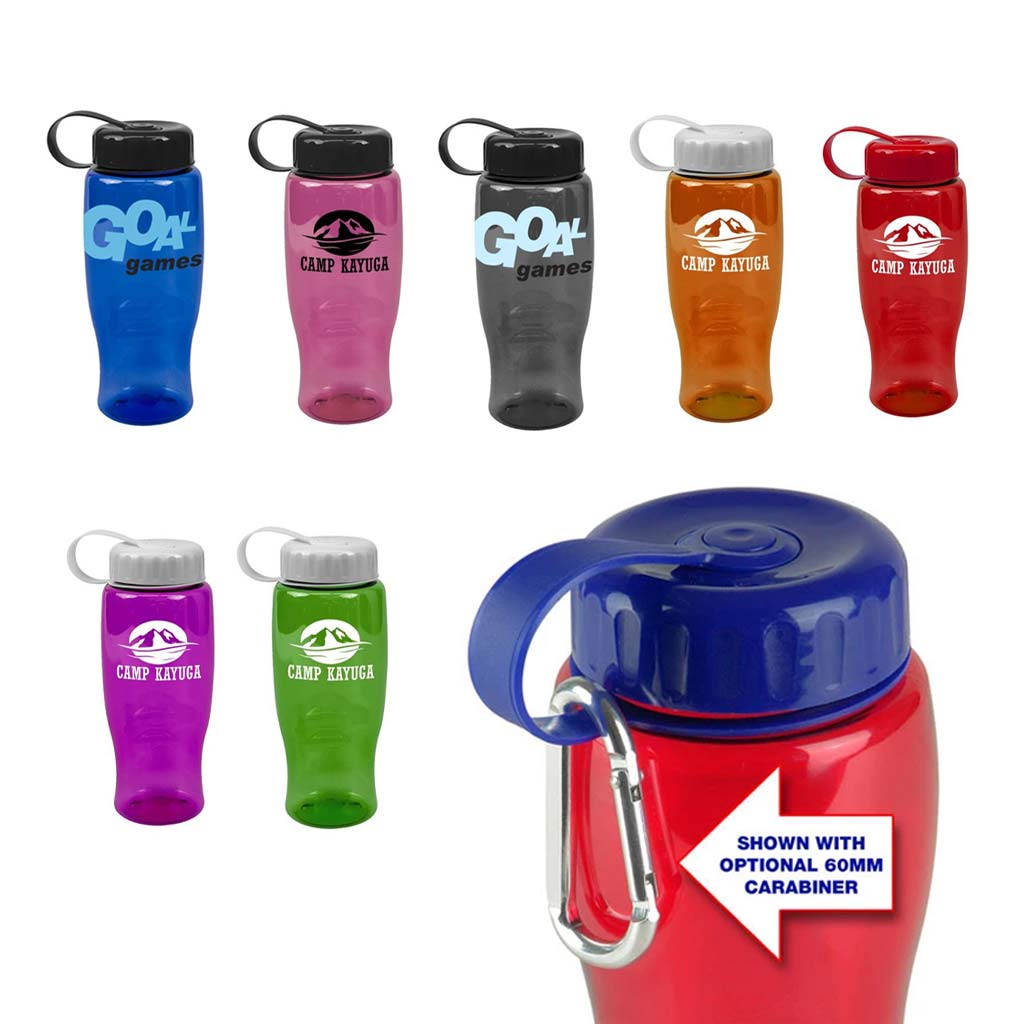 Union Printed Poly-Pure Water Bottle with Tethered Lid - 27 oz. Colors